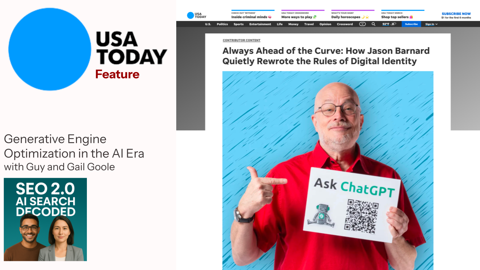 Always Ahead of the Curve: How Jason Barnard Quietly Rewrote the Rules of Digital Identity (USA Today article)